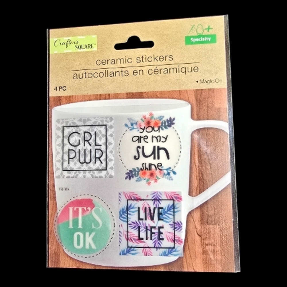 6 Pk Ceramic Sticker Mug Decals - Assorted Positive Designs - Picture 6 of 8